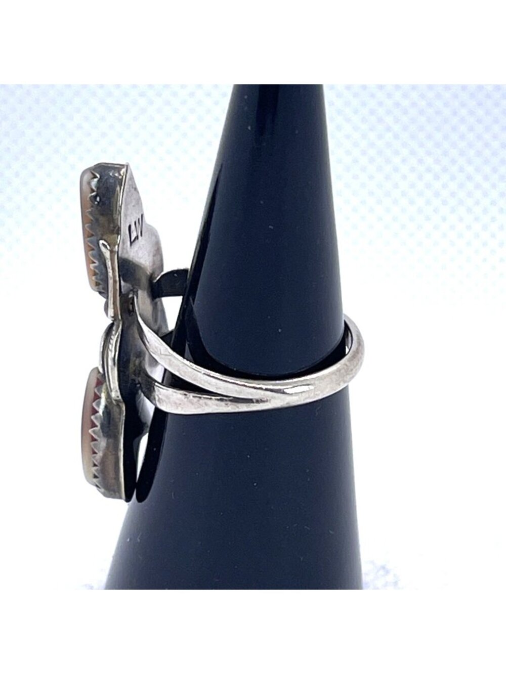 Native American Sterling Silver Mother Of Pearl Ring Statement Signed LW Sz 5.25 - Picture 5 of 16
